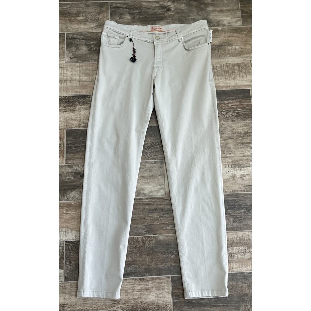 $895 NWT Marco Pescarolo 5 Pocket Jean Cotton Beige Solid Jeans Pants Size 56/40